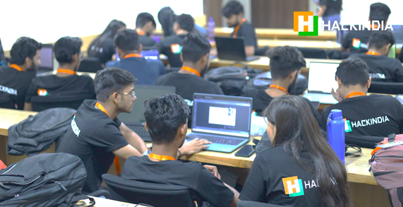 Participants coding at a HackIndia campus round
