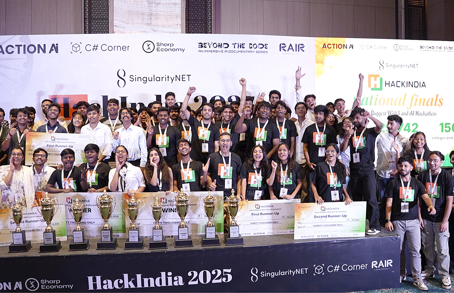 HackIndia winners celebrating together