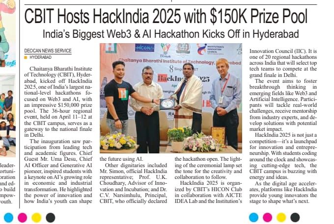 CBIT Hosts HackIndia 2025 with $150K Prize Pool